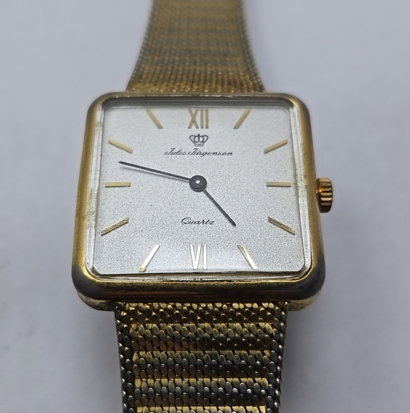 Rare Vintage Mens Jules Jurgensen 4154 Watch 29mm Gold Tone Square New Battery - Picture 9 of 12